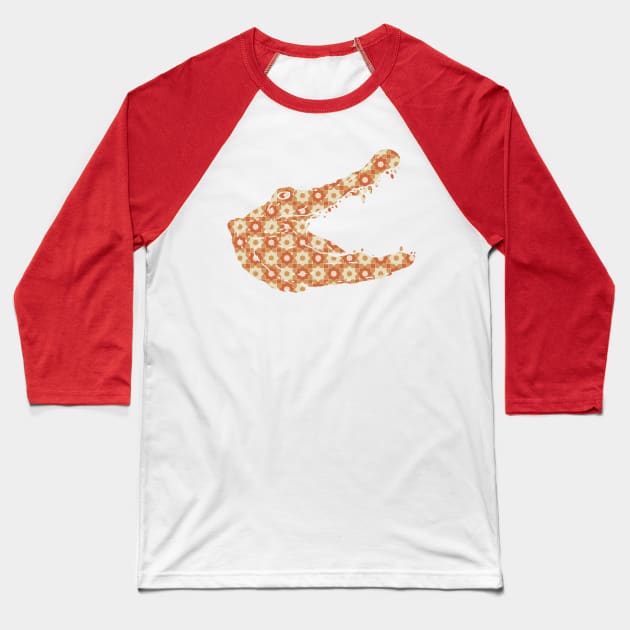 Alligator Silhouette with Pattern Baseball T-Shirt by deificusArt